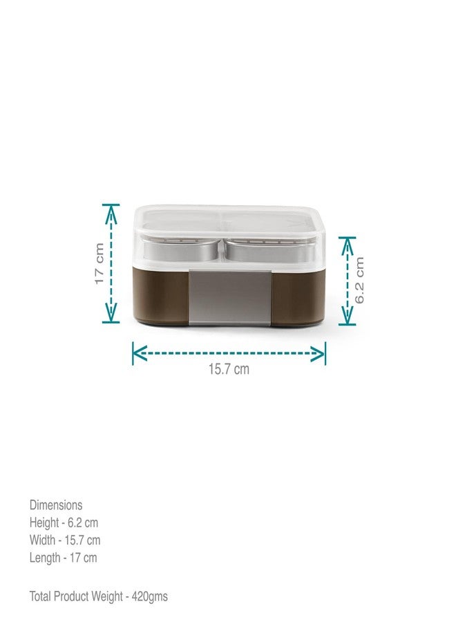 VAYA TYDBYT Lunchbox, Stainless Steel Bento Lunch Box with 3 Compartments - Ideal for Kids, Office, and School Use, Color - Brown - Image 4